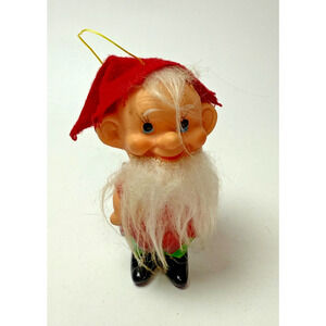 Vintage Christmas Hillbilly Santa Elf Pixie Long Beard MCM Japan Plastic Kitsch